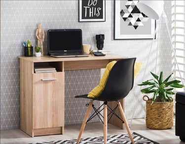 Reygo Sonoma Oak Computer Desk: Compact Home Office Solution with Integrated Storage - UK Luxury Furniture
